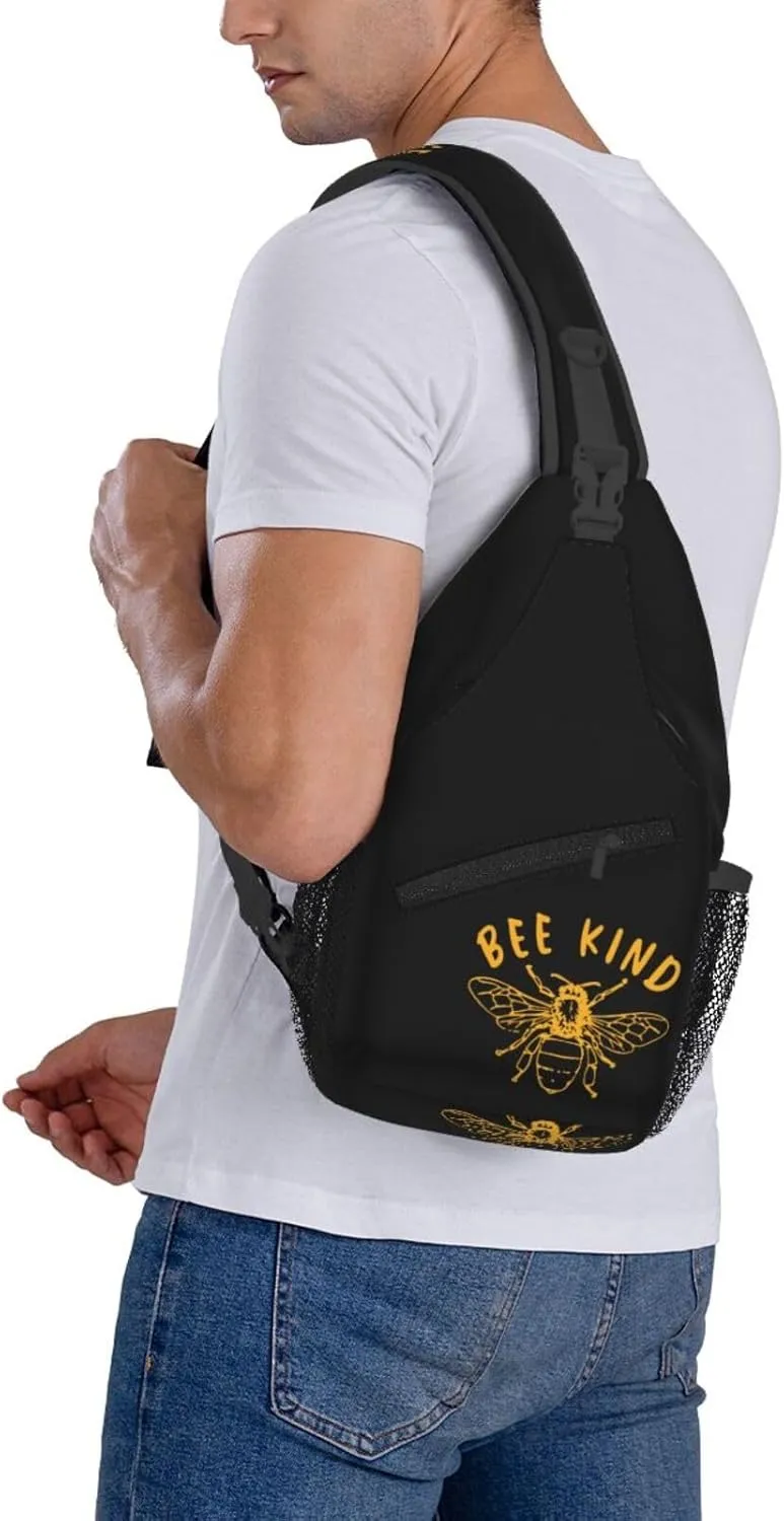 Be Kind Bee Sling Backpack Shoulder Chest Bag For Men Women Hiking Travel Crossbody Daypack