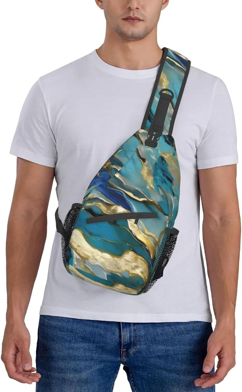 Beach Sunrise And Backlit Palm Tree Crossbody Bag Chest Shoulder Bag Small Casual Backpack Suitable For Women Men Hiking