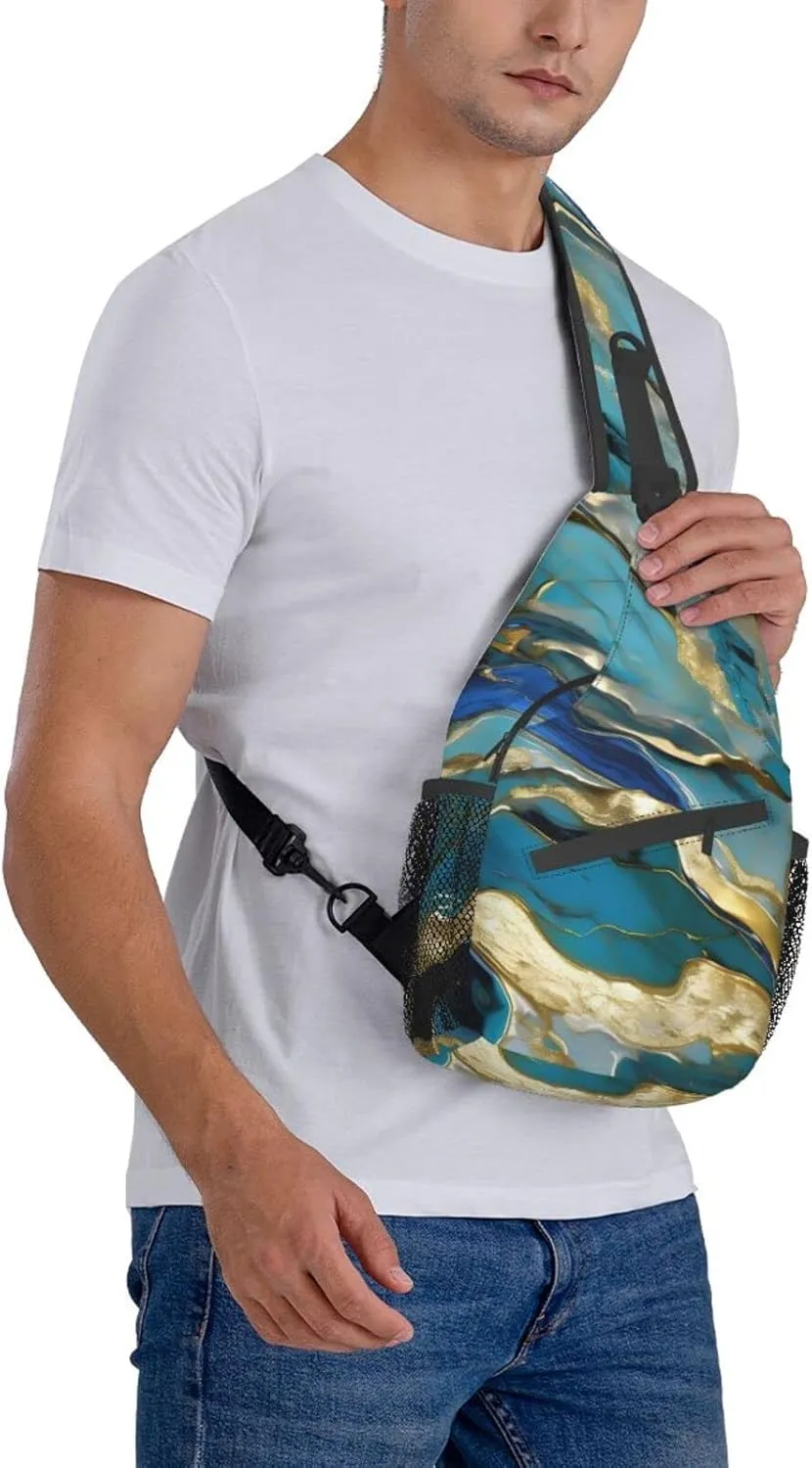 Beach Sunrise And Backlit Palm Tree Crossbody Bag Chest Shoulder Bag Small Casual Backpack Suitable For Women Men Hiking