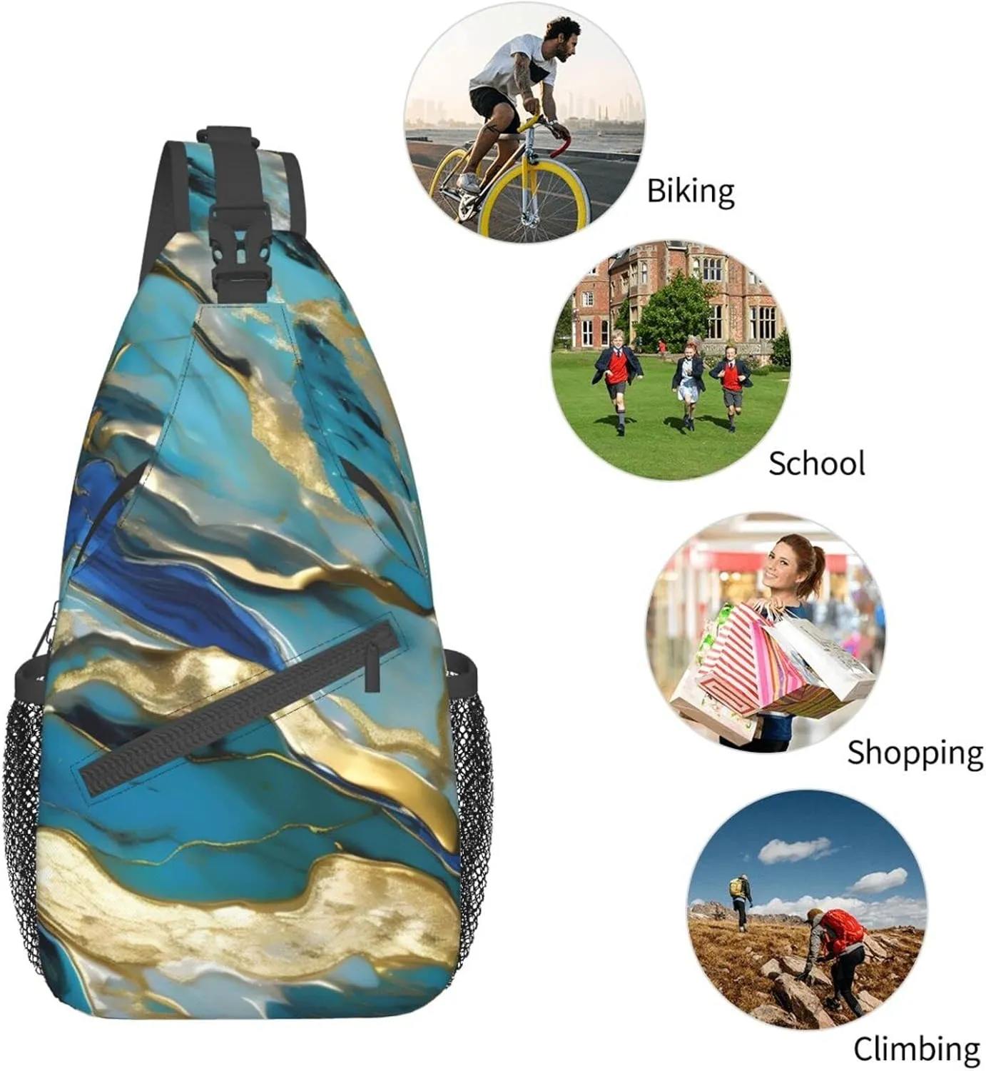 Beach Sunrise And Backlit Palm Tree Crossbody Bag Chest Shoulder Bag Small Casual Backpack Suitable For Women Men Hiking