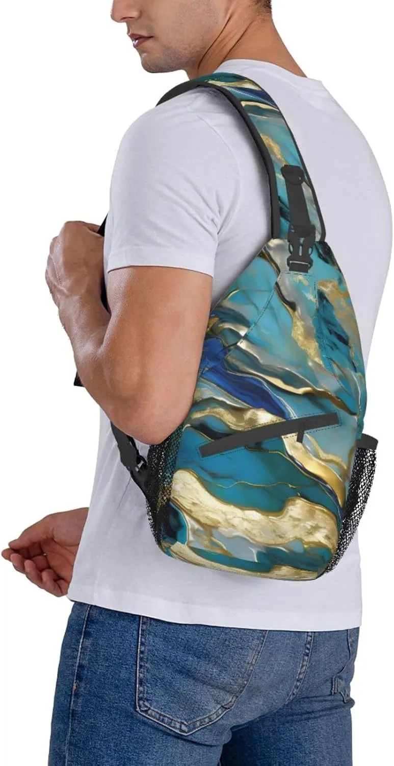 Beach Sunrise And Backlit Palm Tree Crossbody Bag Chest Shoulder Bag Small Casual Backpack Suitable For Women Men Hiking