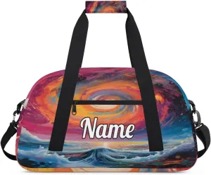 Beach Theme Design Custom Name Sport Duffel Bag Dance Bag for Girls Teens Personalized Ballet Bag Gift for Birthday Christmas Helloween