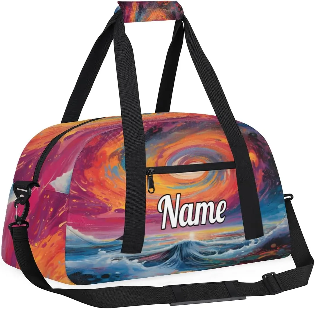 Beach Theme Design Custom Name Sport Duffel Bag Dance Bag for Girls Teens Personalized Ballet Bag Gift for Birthday Christmas Helloween
