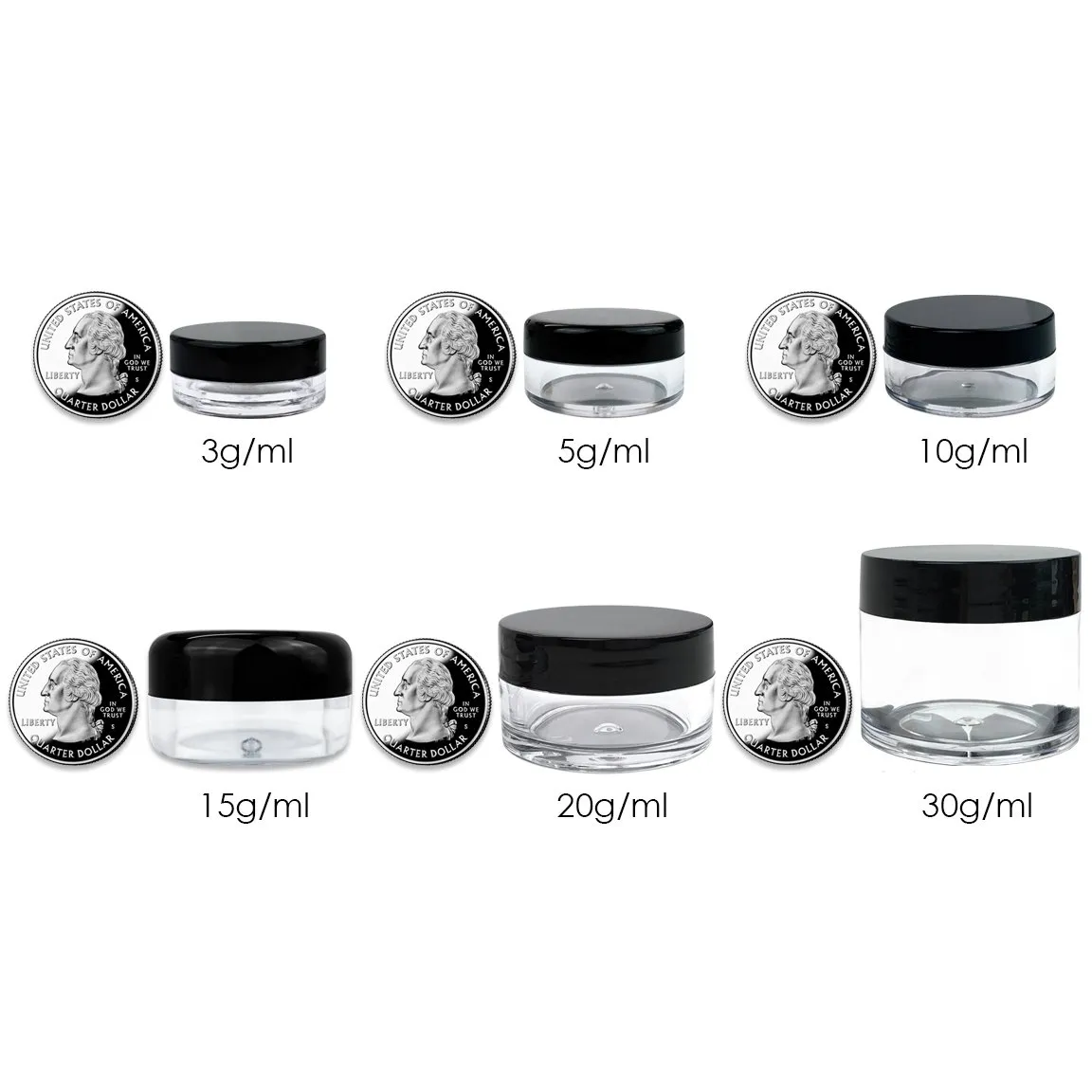 Beauticom 30g/30ml (1 fl. oz.) Double Wall Clear Plastic Leak Proof Jars with Flat Top Lids for Creams, Lotions, Make Up, Powders, Glitters, and more... (Color: Teal Lid, Pieces: 24)