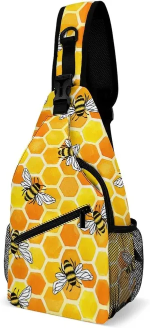 Bee Sling Backpack Men Woman Crossbody Backpack Chest Bag Cycling Daypack Hiking Bag Casual Daypacks Sports Backpacks