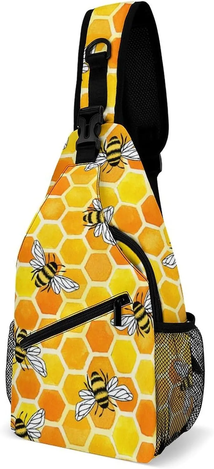 Bee Sling Backpack Men Woman Crossbody Backpack Chest Bag Cycling Daypack Hiking Bag Casual Daypacks Sports Backpacks