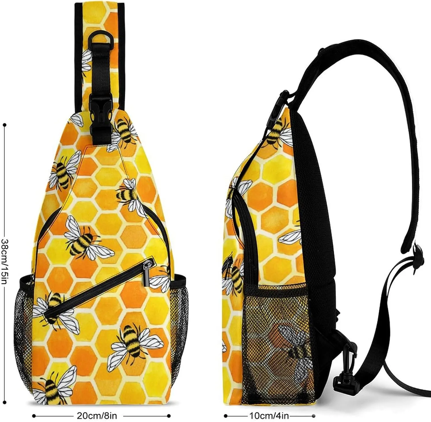 Bee Sling Backpack Men Woman Crossbody Backpack Chest Bag Cycling Daypack Hiking Bag Casual Daypacks Sports Backpacks