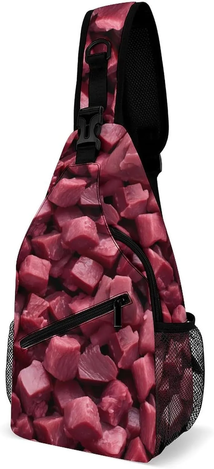 Beef Cubes Printed Crossbody Sling Bag Chest Bags Shoulder Backpack for Travel Sport