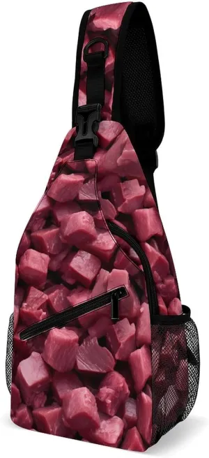 Beef Cubes Printed Crossbody Sling Bag Chest Bags Shoulder Backpack for Travel Sport