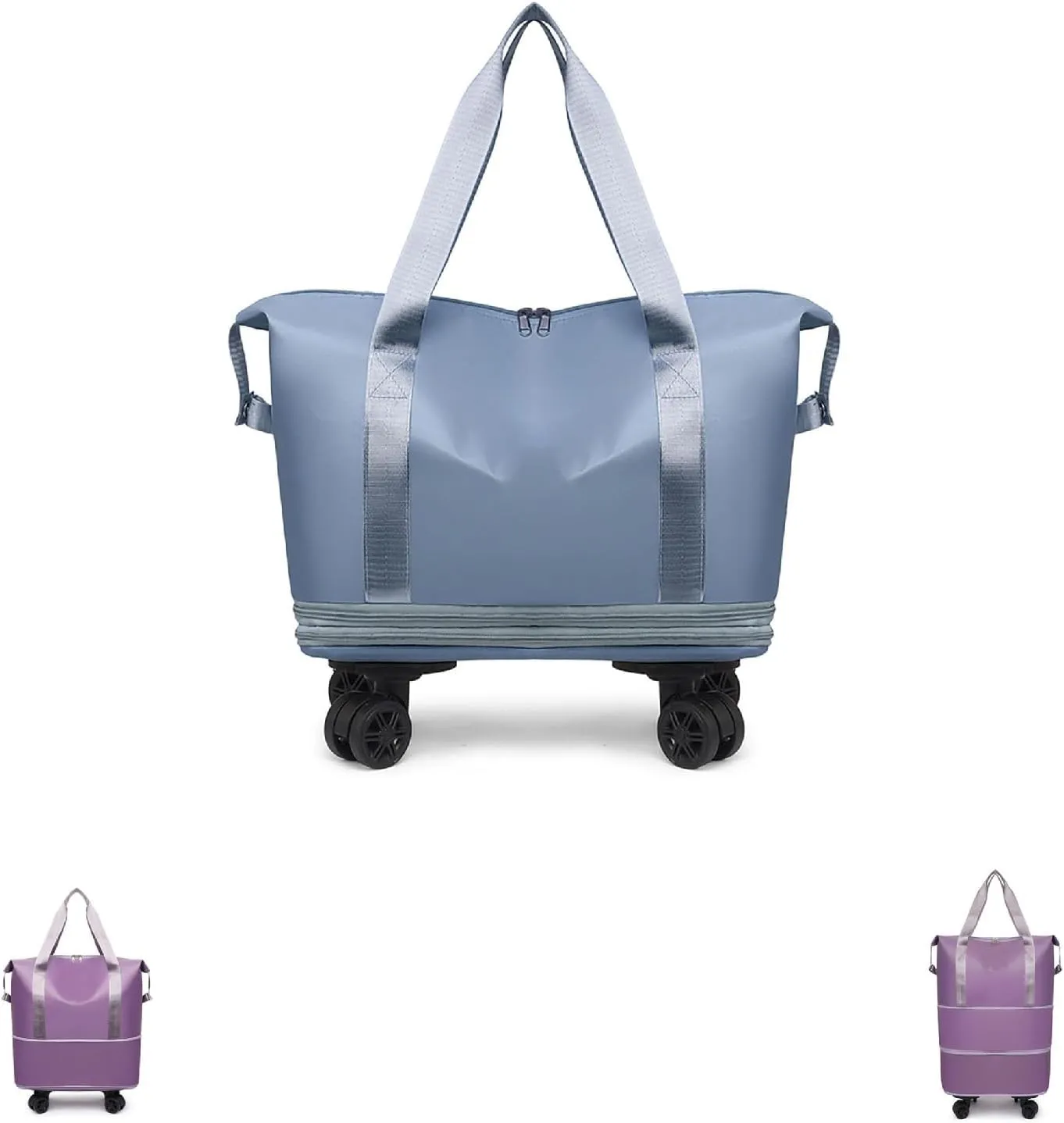 Beente Travel Bag with Wheels,Foldable Expandable Trave Suitcase Universal Wheel Removable Storage for travel luggage (Blue)