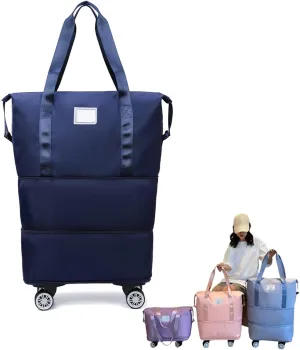 Beente/Pepepo/Kulken Travel Bag with Wheels, 2025 New Large Capacity Travel Bag - Universal Wheel Removable (Drak Blue)