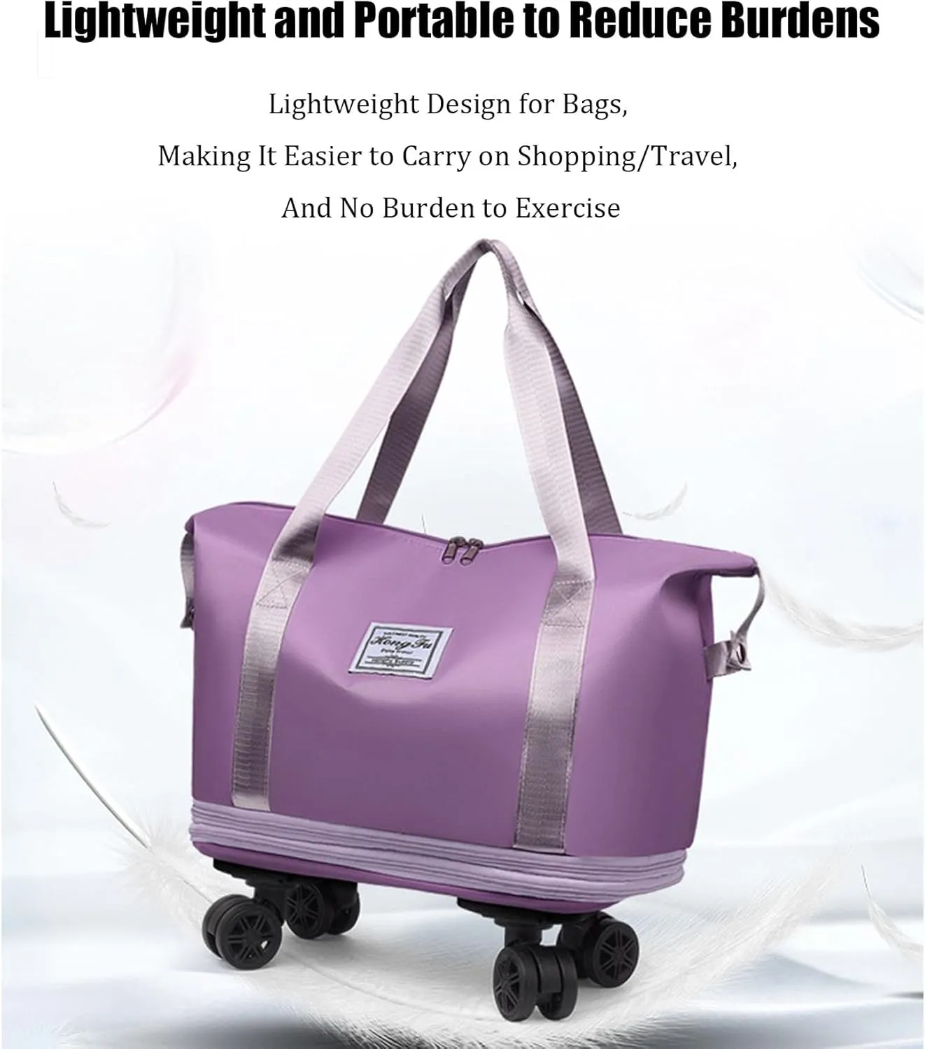 Beente/Pepepo/Kulken Travel Bag with Wheels, Large Capacity Travel Bag with Wheels (Purple-A)