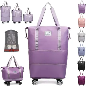 Beente/Pepepo/Kulken Travel Bag with Wheels, Large Capacity Travel Bag with Wheels (Purple-A)