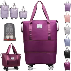 Beente/Pepepo/Kulken Travel Bag with Wheels, Large Capacity Travel Bag with Wheels (Purple-B)
