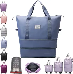 Beente/Pepepo/Kulken Travel Bag with Wheels, Large Capacity Travel Bag with Wheels - Universal Wheel Removable (Non-wheeled, Blue)