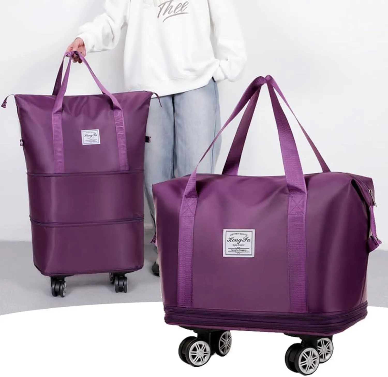 Beente/Pepepo/Kulken Travel Bag with Wheels, Large Capacity Travel Bag with Wheels - Universal Wheel Removable (Non-wheeled, Blue)