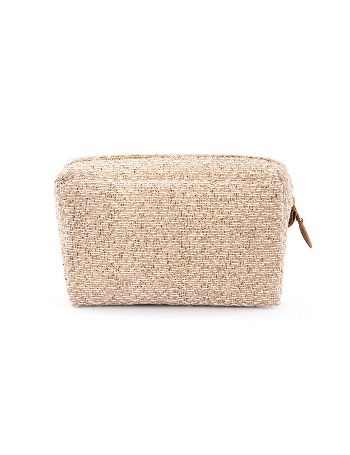 BEIGE ZIGZAG MAKEUP CASE