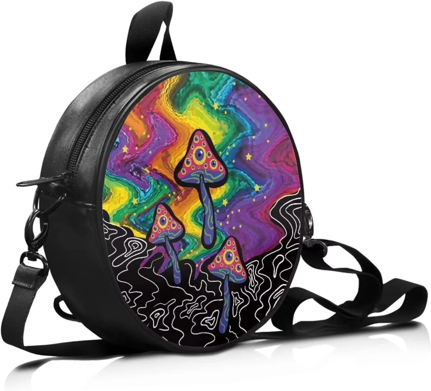 Belidome Leather Round Crossbody Bag for Women Girls Messenger Wallet Leather Purse