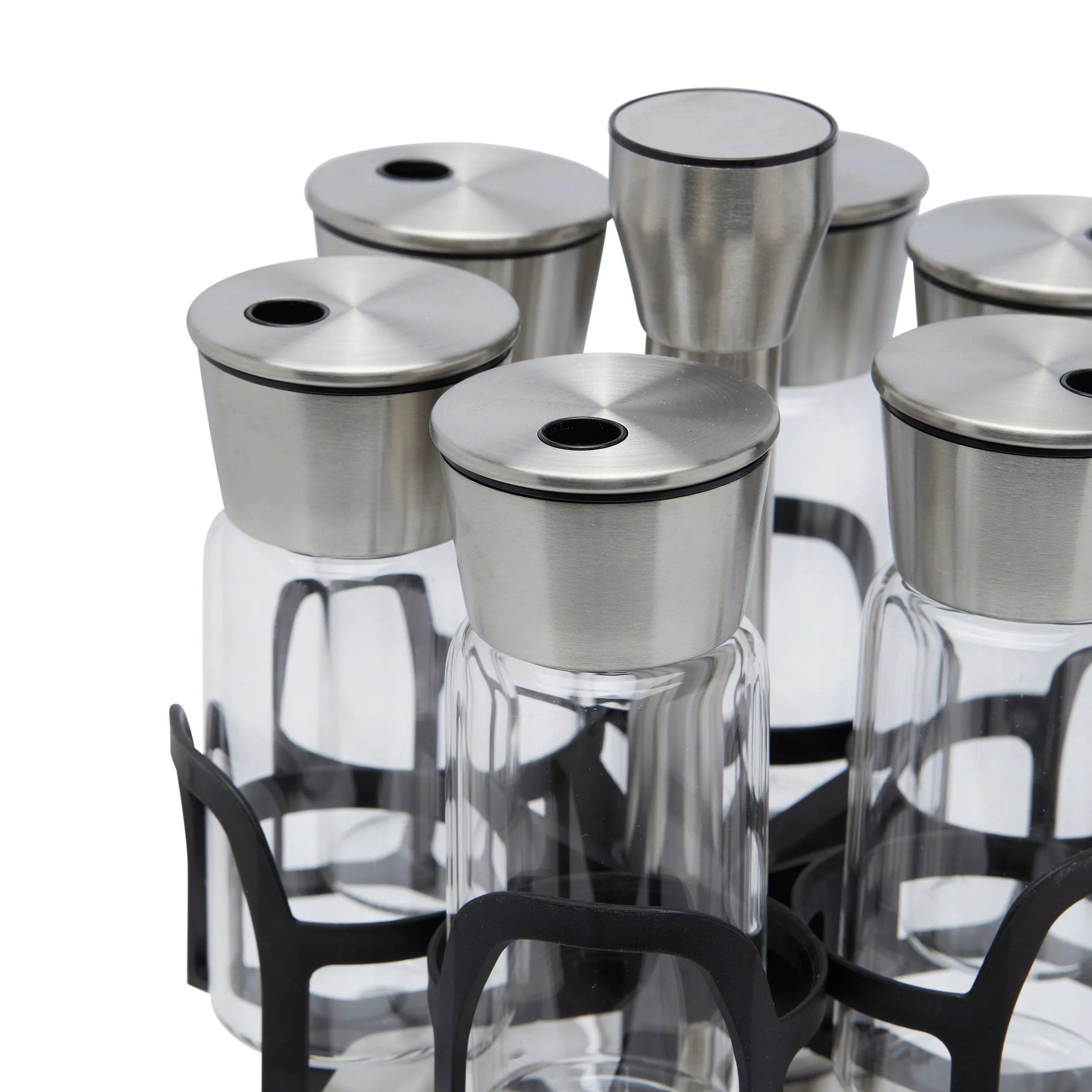BELMONT BOROSILICATE GLASS STORAGE JAR WITH STAND SET OF 12 (130 ML)