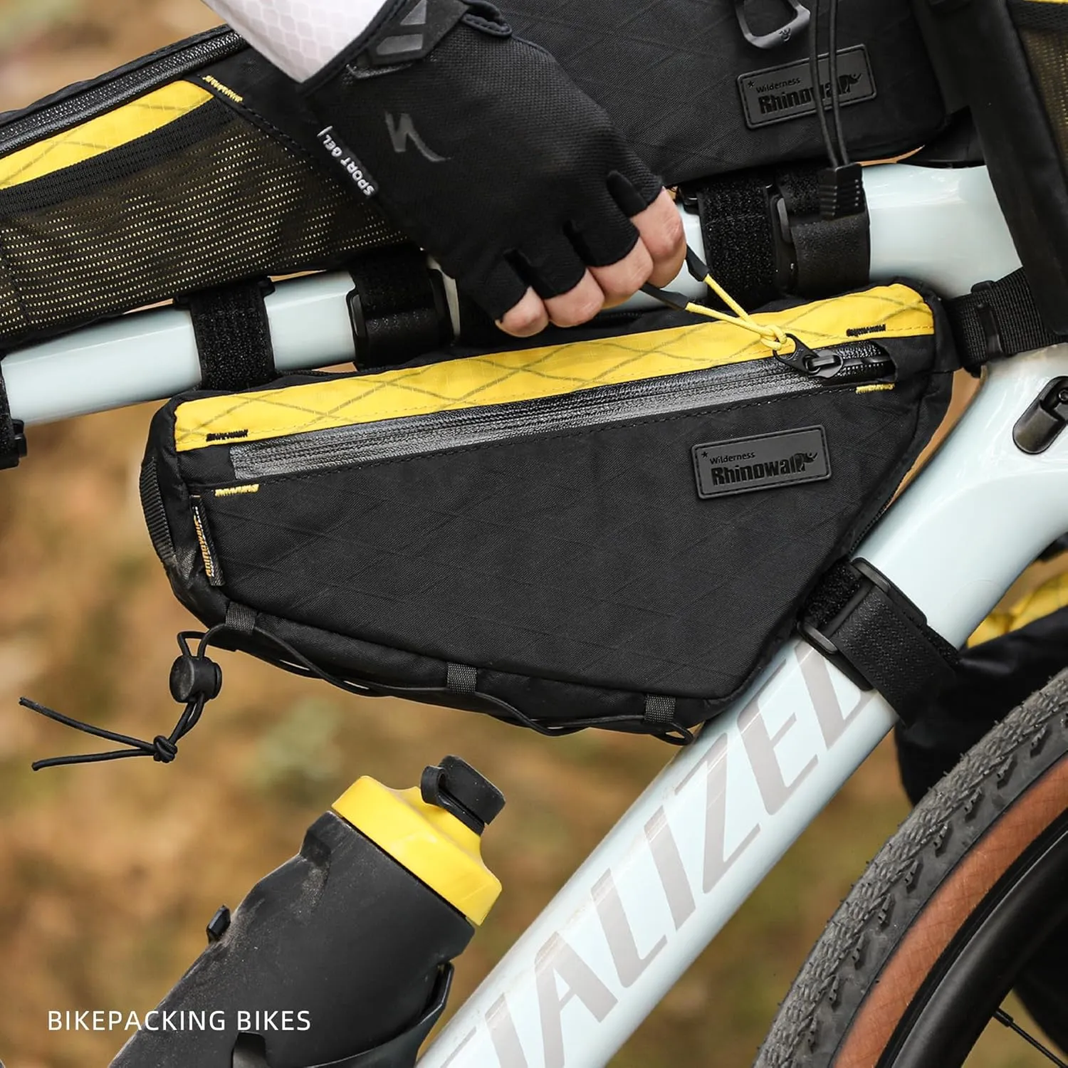 Bicycle Frame Bag Bike Triangle Bag Waterproof Bike Bag 1.7L with Dual Side Mesh Pockets for MTB Road Bike Cycling Commuting and Outdoor Adventures