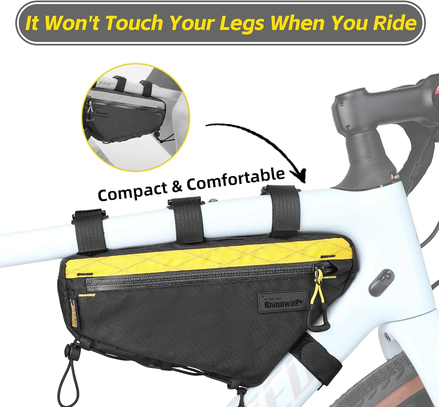 Bicycle Frame Bag Bike Triangle Bag Waterproof Bike Bag 1.7L with Dual Side Mesh Pockets for MTB Road Bike Cycling Commuting and Outdoor Adventures