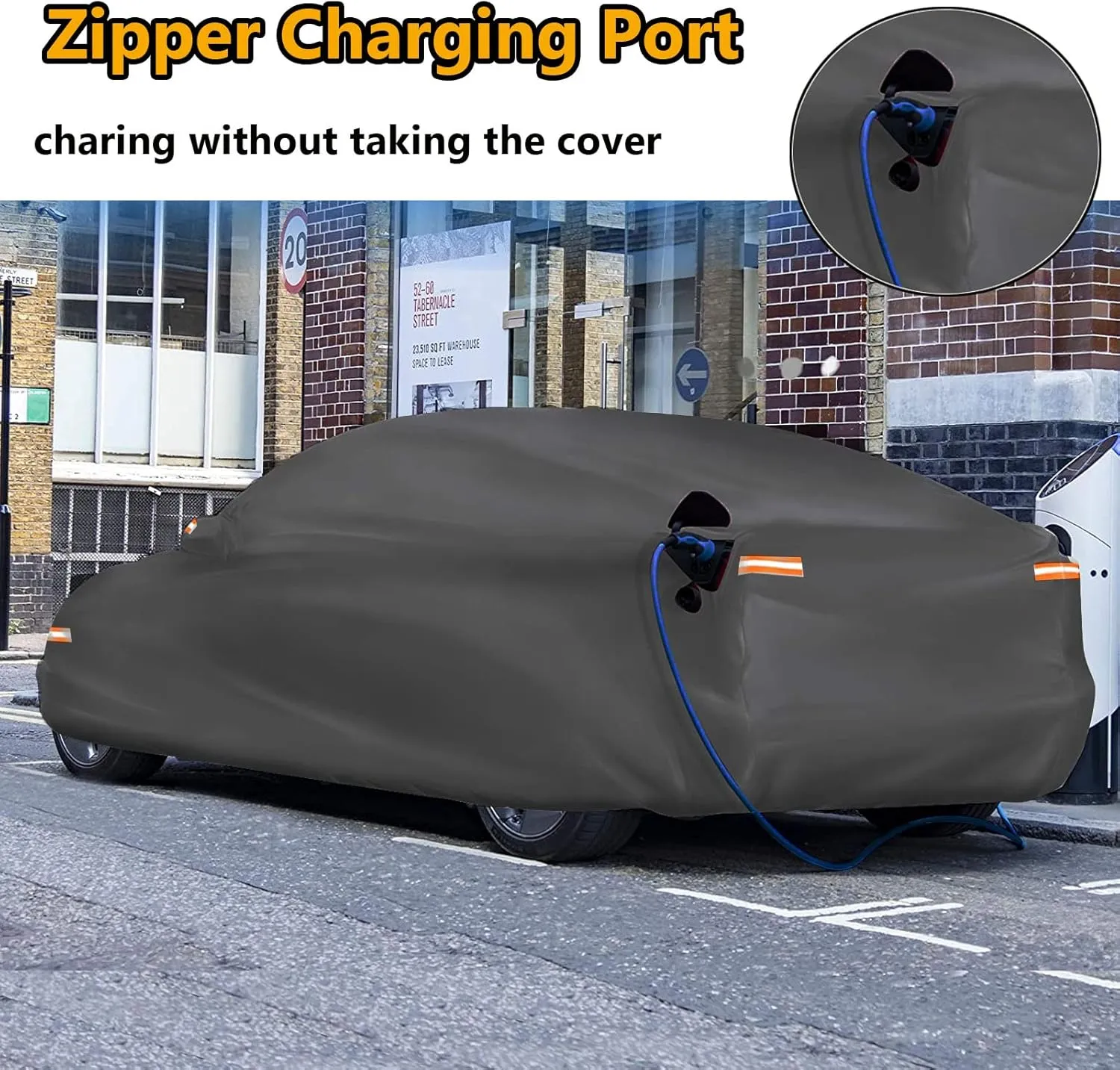 Big Ant Car Cover,Outdoor 100% Waterproof Sedan Car Cover Custom Fit for Tesla Model Y,All Weather Protection Car Covers with Ventilated Mesh & Charging Port Driver Door Zipper,Black