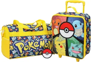 Bioworld Pokémon Youth 3-Piece Pilot Case Duffle Bag & Luggage Tag Carry On Travel Set