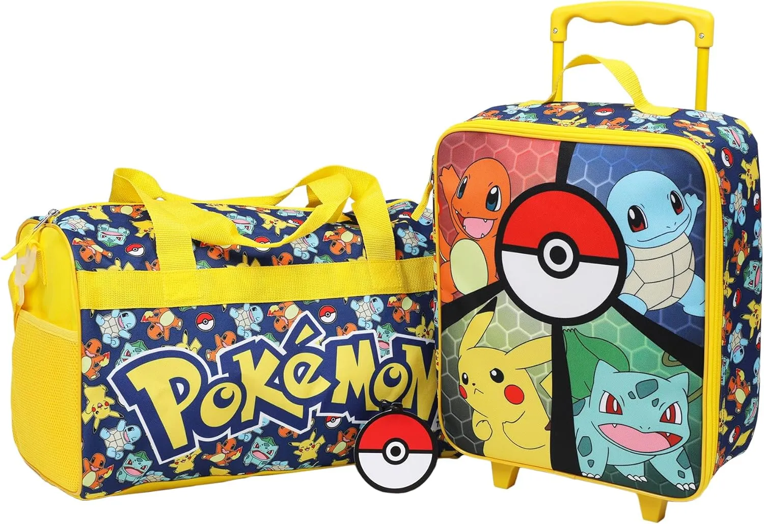 Bioworld Pokémon Youth 3-Piece Pilot Case Duffle Bag & Luggage Tag Carry On Travel Set
