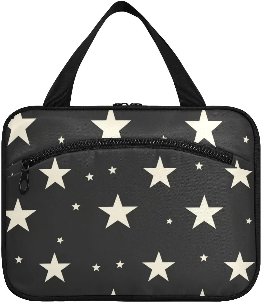 Black and White Stars hanging shaving kit travel bag with hook, designer expandable case for toiletries for women travel trip maleta para maquillaje L