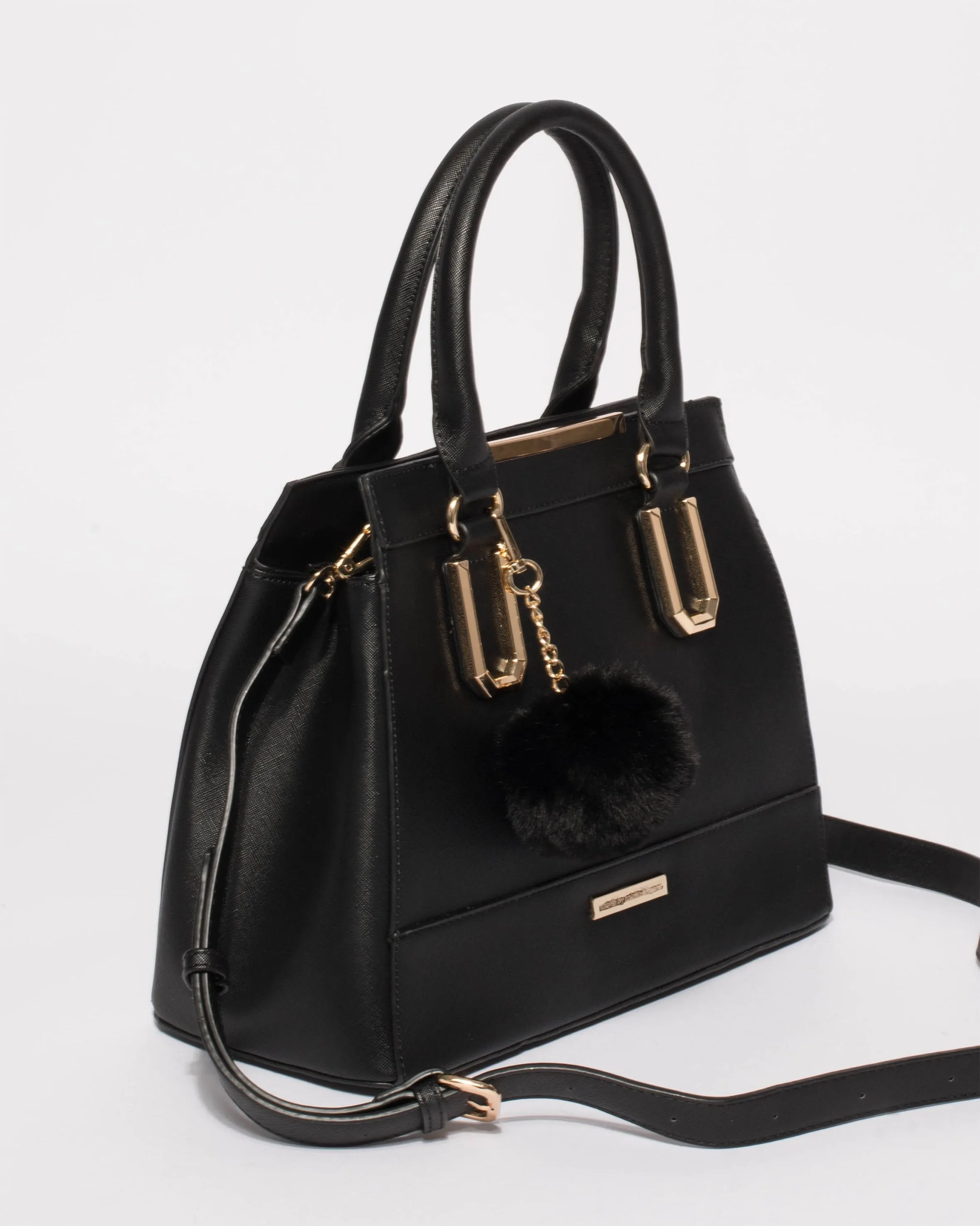 Black Textured Audrey Tote Bag