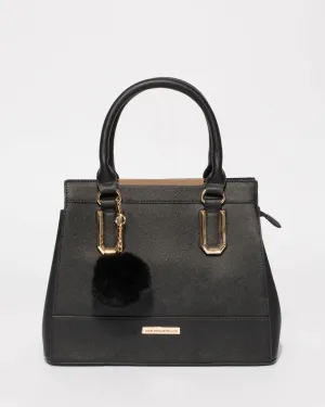 Black Textured Audrey Tote Bag