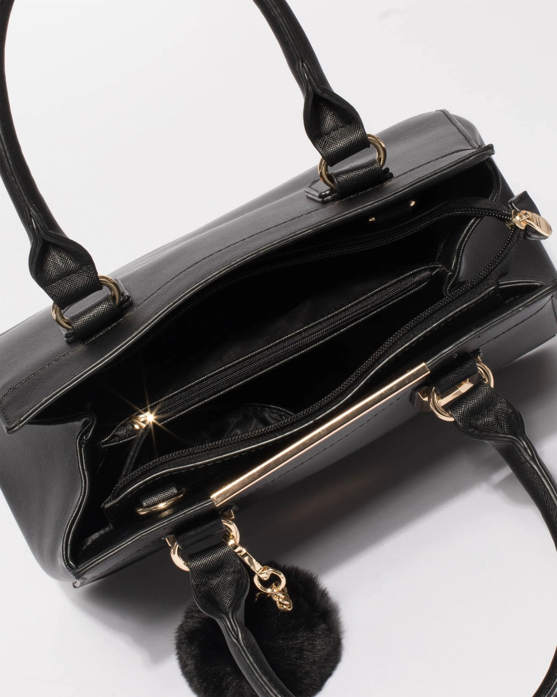 Black Textured Audrey Tote Bag