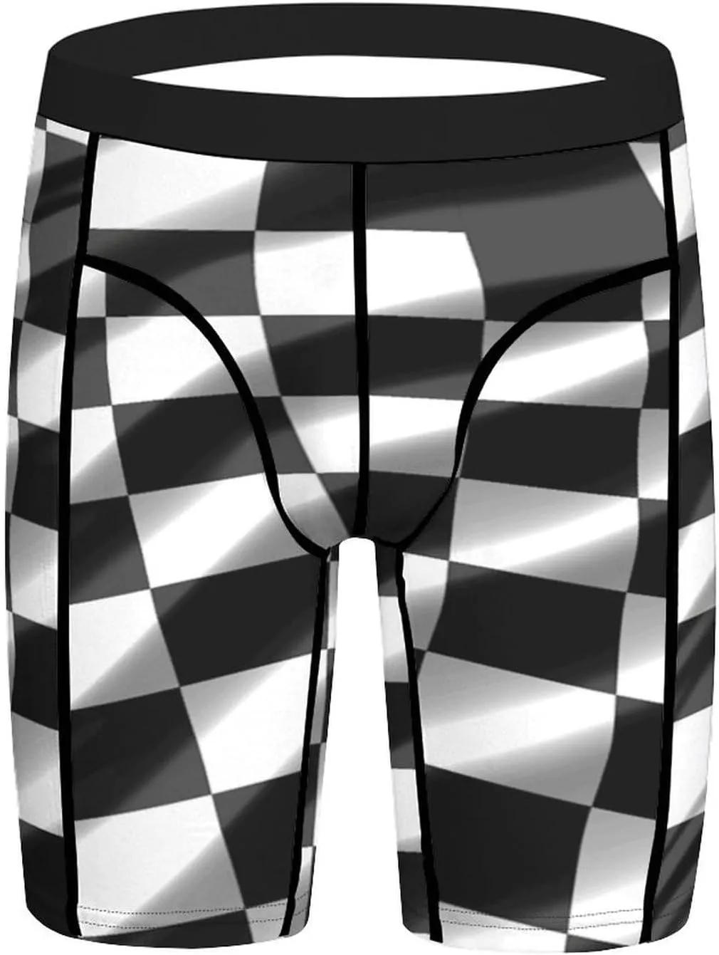 Black White Race Checkered Flag Compression Shorts Men Spandex Sport Shorts Workout Performance Baselayer Underwear