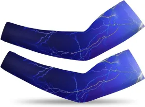 Blue Thunder Storm Cooling Arm Sleeves for Men Women UV Sun Protection Golf Sports Compression