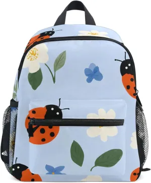 Bolaz Upgraded Backpack for School Teenagers Girls Boys-Ladybugs Flower Pattern,Travel Bag with Chest Buckle and Whistle