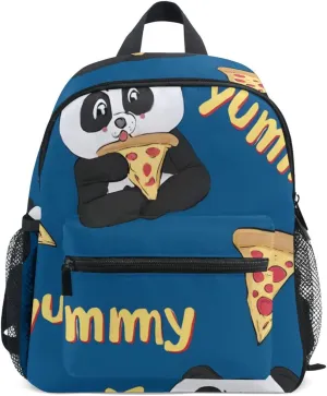 Bolaz Upgraded Backpack for School Teenagers Girls Boys-Panda Eating Pizza Pattern,Travel Bag with Chest Buckle and Whistle