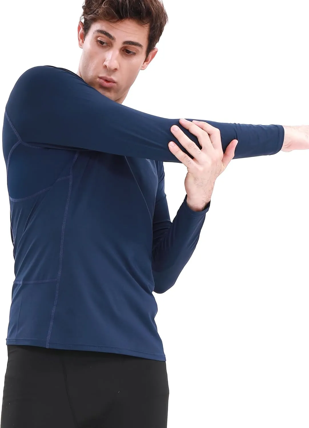BOOMCOOL 3 Pack Long Sleeve Compression Shirts for Men Workout Clothes Gym T Shirt for Rash Guard Sports Undershirt