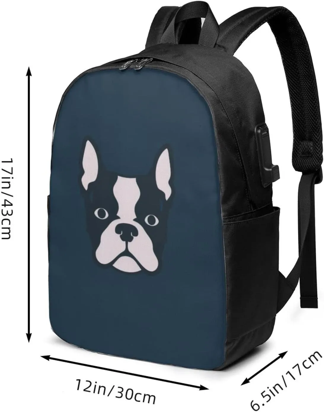 Boston Terrier Travel Laptop Backpack - Durable Business Laptops Backpack with USB Charging Port