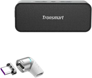 BoxWave Adapter Compatible with Tronsmart T2 Plus Upgraded Portable Outdoor Speaker - MagnetoSnap PD Angle Adapter, Magnetic Charging Connector Device Saver - Metallic Silver