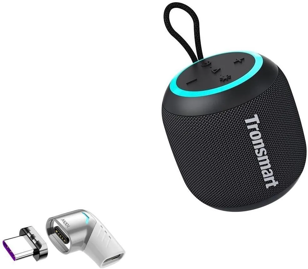 BoxWave Adapter Compatible with Tronsmart T7 Mini Portable Outdoor Speaker - MagnetoSnap PD Angle Adapter, Magnetic Charging Connector Device Saver - Metallic Silver