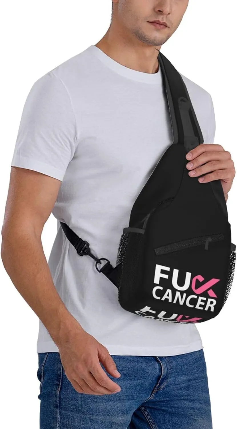 Breast Cancer Awareness Sling Backpack Shoulder Chest Bag For Men Women Hiking Travel Crossbody Daypack