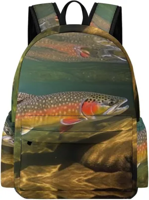 Brook Trout Fly Fishing Laptop Backpack for Women Lightweight Computer Bag Casual Bag Travel Backpacks for Men