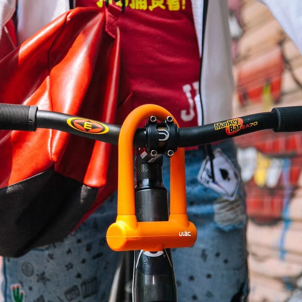 Brooklyn Featherweight Alloy Bike U-Lock, with Transportation Bracket System for Versatile Carrying (Orange)