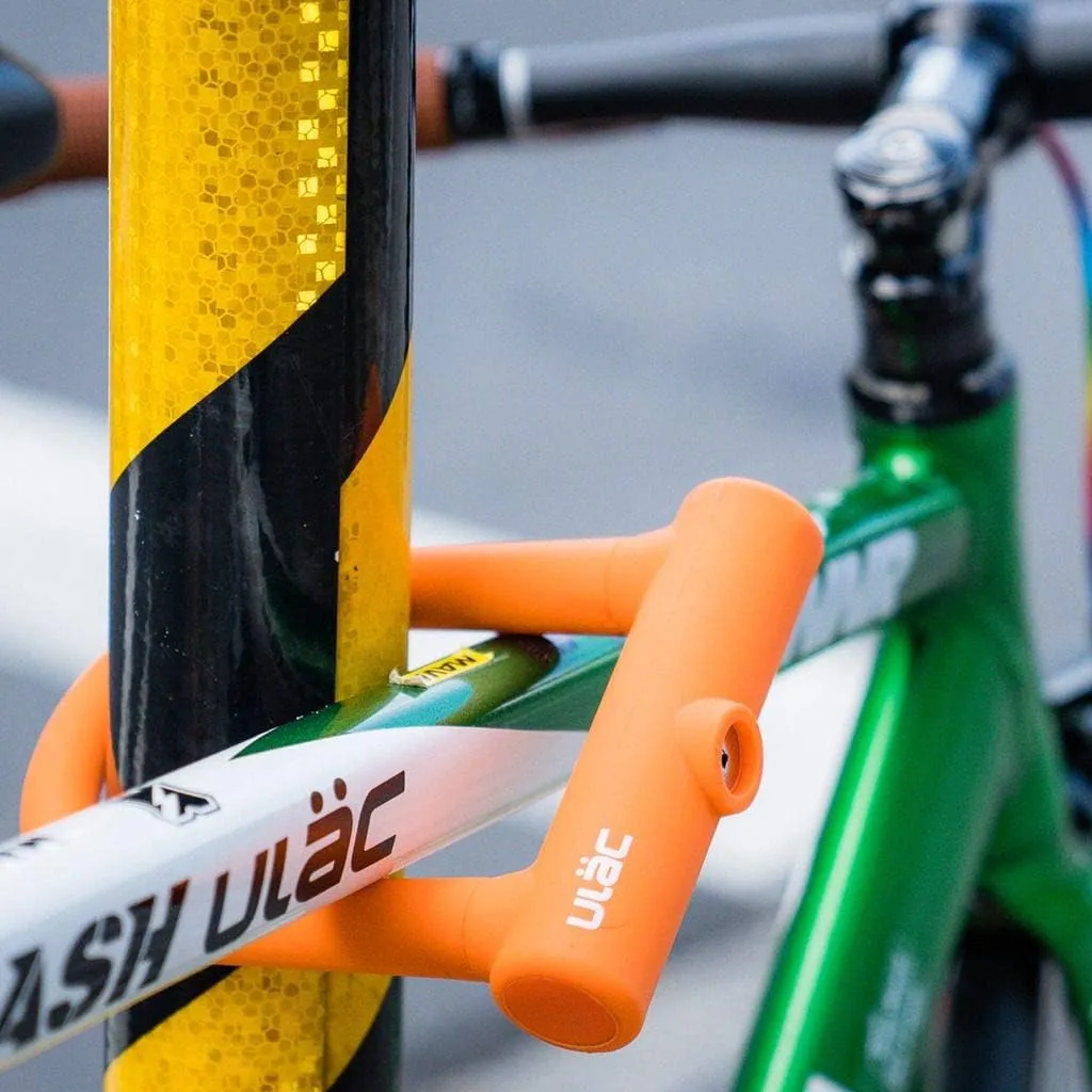 Brooklyn Featherweight Alloy Bike U-Lock, with Transportation Bracket System for Versatile Carrying (Orange)