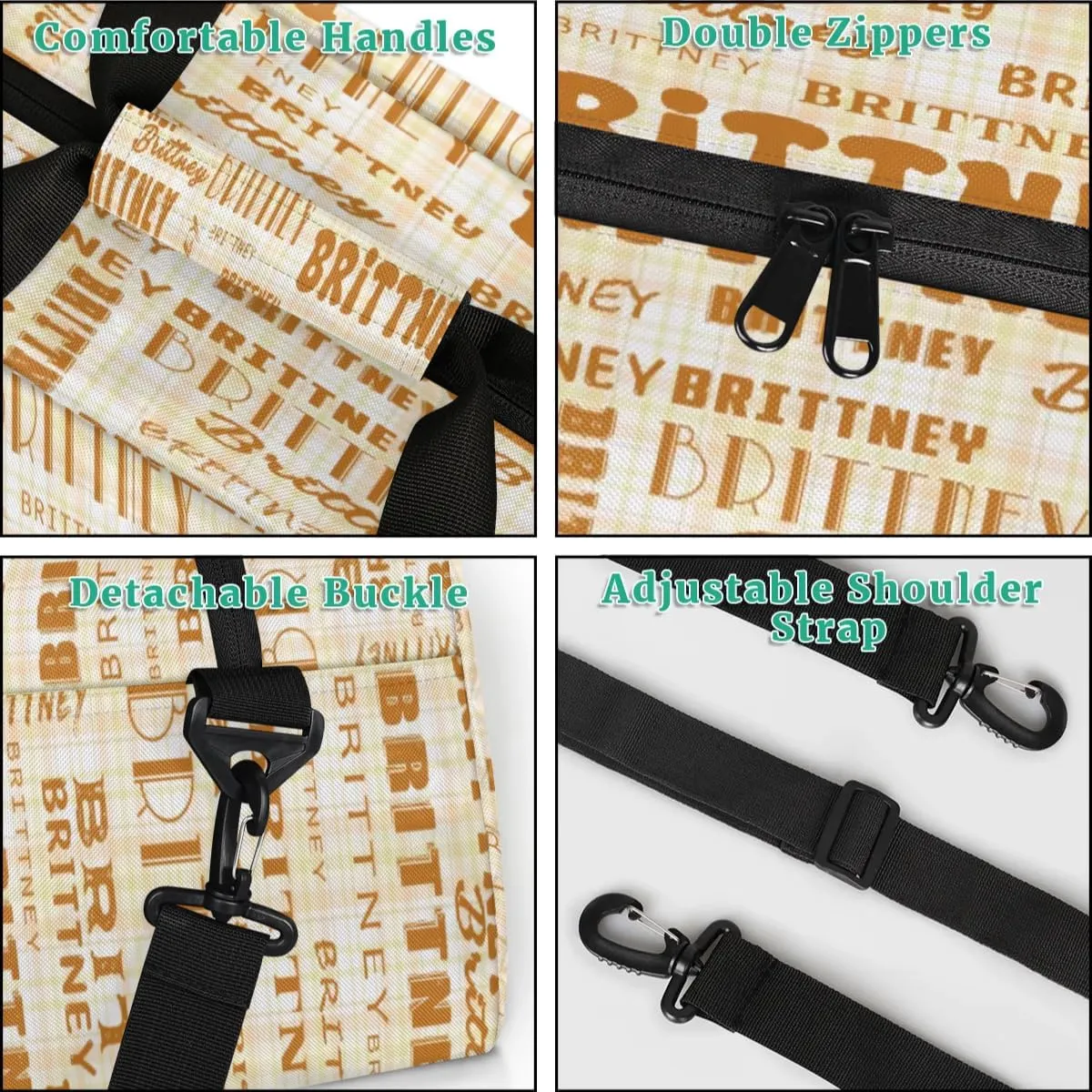 Brown Personalized Duffle Bag for Kids Custom Dance Ballet Bag with Name Lightweight Travel Weekender Overnight Bags Sport Gym Duffel Bag Workout Carry On Tote for Girls Boys