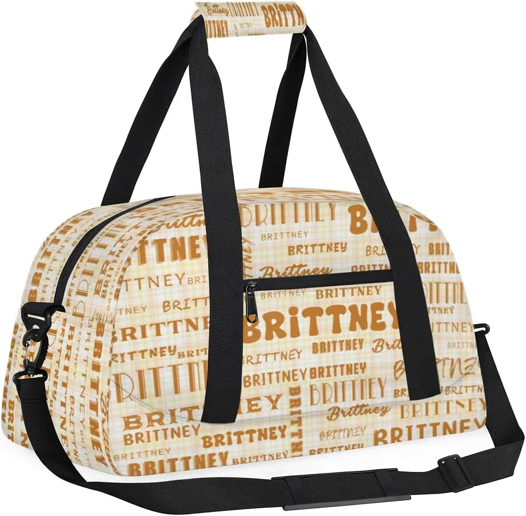 Brown Personalized Duffle Bag for Kids Custom Dance Ballet Bag with Name Lightweight Travel Weekender Overnight Bags Sport Gym Duffel Bag Workout Carry On Tote for Girls Boys