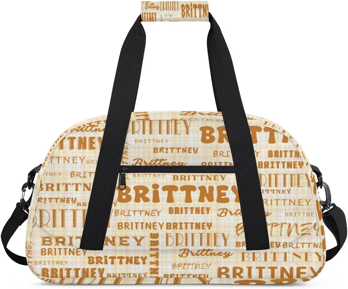 Brown Personalized Duffle Bag for Kids Custom Dance Ballet Bag with Name Lightweight Travel Weekender Overnight Bags Sport Gym Duffel Bag Workout Carry On Tote for Girls Boys