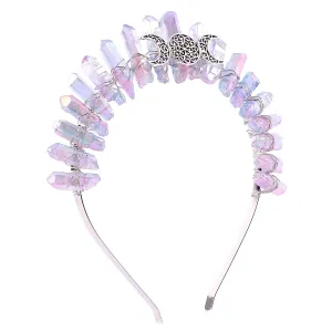 Bubbmi Women Raw Crystal Crown Headband, Natural Rhinestone Tiara, Mermaid Bridal Crown Headwear for Wedding Parties Photography
