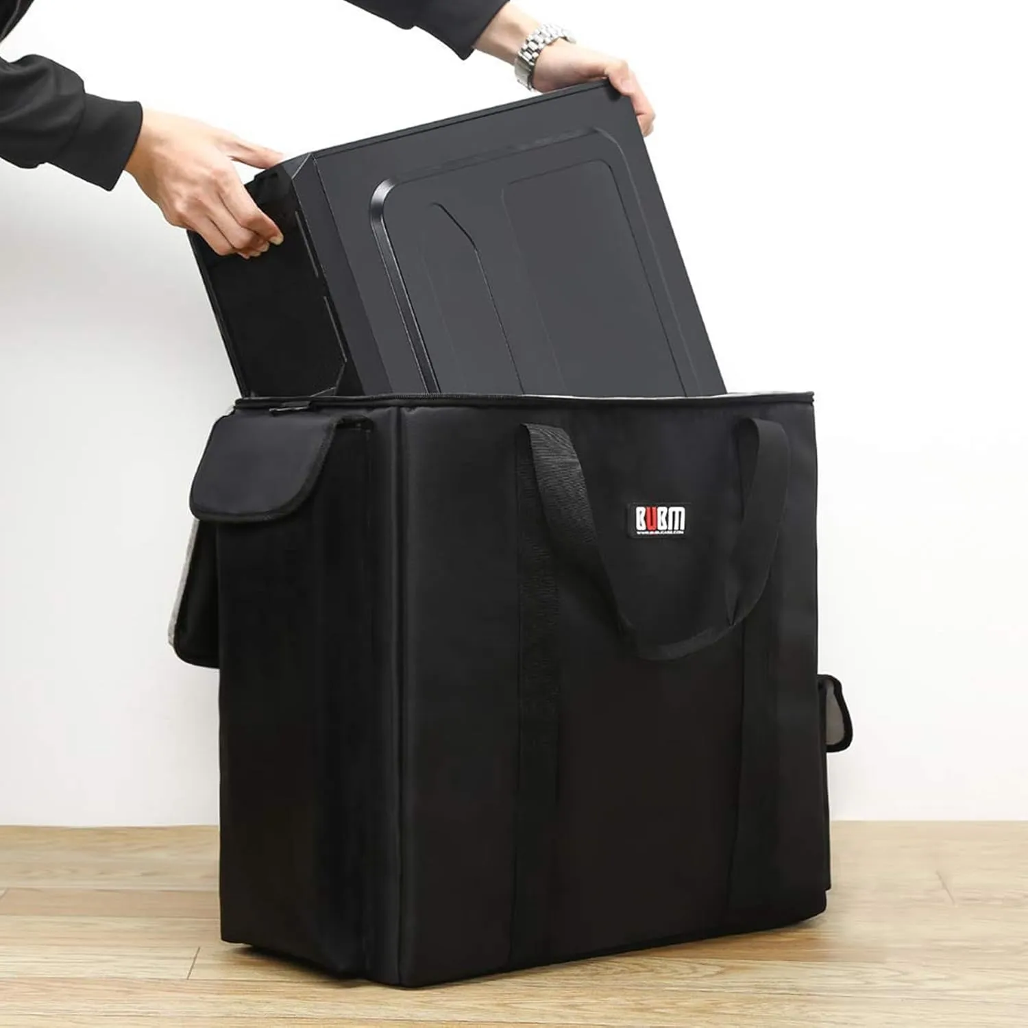 BUBM Desktop Computer Carrying Case, Padded Nylon Carry Tote Bag for Transporting Computer Tower PC Chassis, Keyboard, Cable and Mouse…