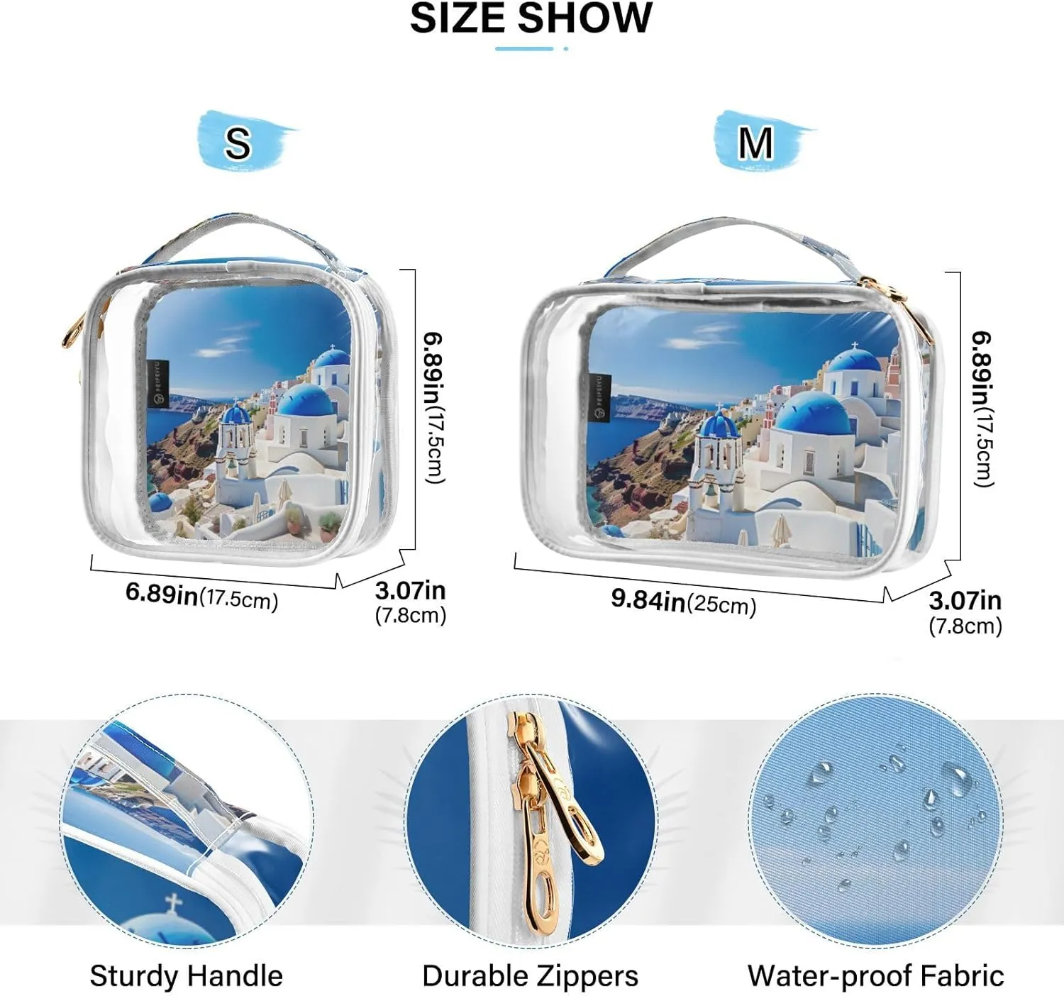 Buildings with a Blue Dome Travel Clear Bag, Cosmetic Bags for Travel, Women Travel Gifts, 2 Pack